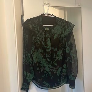 Green & black pattern blouse